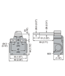 Limitator de cursa, K SERIES, HINGE OPERATING, 2 SIDE CABLE ENTRY. DIMENSIONS COMPATIBLE TO EN 50047, PLASTIC BODY, CONTACTS 2NC SLOW BREAK. LONG SOLID SHAFT WITH REDUCTION