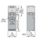 Limitator de cursa, K SERIES, KEY OPERATED, 1 BOTTOM CABLE ENTRY. DIMENSIONS TO EN 50047, PLASTIC BODY, CONTACTS 1NO+1NC SLOW BREAK. STRAIGHT KEY