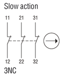 Limitator de cursa, 1 BOTTOM CABLE ENTRY. DIMENSIONS TO EN 50047, PLASTIC BODY. CONTACTS 3NC SLOW BREAK