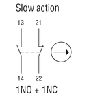 Limitator de cursa, 1 BOTTOM CABLE ENTRY. DIMENSIONS TO EN 50047, PLASTIC BODY. CONTACTS 1NO+1NC SLOW BREAK