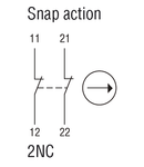 Limitator de cursa, 1 BOTTOM CABLE ENTRY. DIMENSIONS TO EN 50047, PLASTIC BODY. CONTACTS 2NC SNAP ACTION