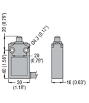 Limitator de cursa, K SERIES, TOP PUSH ROD PLUNGER, CONTACTS 1NO+1NC SLOW BREAK