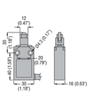 Limitator de cursa, K SERIES, TOP ROLLER PUSH PLUNGER, CONTACTS 1NO+1NC SNAP ACTION