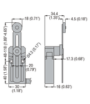 Limitator de cursa, K SERIES, ADJUSTABLE ROLLER LEVER, CONTACTS 1NO+1NC SLOW BREAK