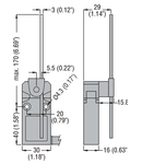 Limitator de cursa, K SERIES, ADJUSTABLE ROD LEVER, CONTACTS 1NO+1NC SLOW BREAK