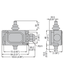 METAL Limitator de cursa, PL SERIES, MANUAL RELOAD AND MAGNETIC RELEASE, CONTACTS 1NC. IP65