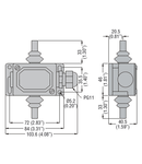 METAL Limitator de cursa, PL SERIES, BI-DIRECTIONAL. ROD PLUNGER, CONTACTS 2NC INDEPENDENT. IP65