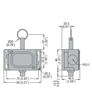 ROPE-PULL LEVER Limitator de cursaES FOR NORMAL STOPPING, WITHOUT RESET BUTTON, CONTACTS 1NO+1NC. IP40. 10N OPERATING FORCE