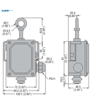 ROPE-PULL LEVER Limitator de cursaES FOR NORMAL STOPPING, WITHOUT RESET BUTTON, CONTACTS 2NO+2NC. IP65. 40N OPERATING FORCE