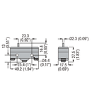 PLASTIC MICRO SWITCH, K SERIES, TOP PUSH ROD - METAL PLUNGER. PIN, CONTACTS 1NO/NC. FASTON TERMINALS