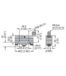 PLASTIC MICRO SWITCH, K SERIES, ROLLER CENTRE PUSH LEVER. 38MM/1.5IN LONG LEVER, CONTACTS 1NO/NC. SOLDER TERMINAL