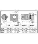 Intrerupator rotativ cu came, GN SERIES, U11 montaj pe panou WITH HANDLE OPERATION FOR 22MM CENTRAL FIXING. ON/OFF SWITCH, ONE-POLE – 1 WAFER – SCHEME 90, 16A