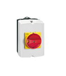 IEC/EN TYPE IP65 Cutie ne metalica cu intrerupator rotativ, tripolar. WITH ROTATING RED/YELLOW HANDLE, 16A