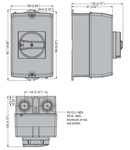 IEC/EN TYPE IP65 Cutie ne metalica cu intrerupator rotativ, tripolar. WITH ROTATING RED/YELLOW HANDLE, 16A