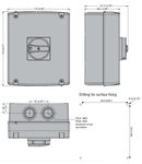 IEC/EN TYPE IP65 Cutie ne metalica cu intrerupator rotativ, tripolar. WITH ROTATING RED/YELLOW HANDLE, 63A