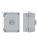 IEC/EN TYPE IP65 Cutie ne metalica cu intrerupator rotativ, tripolar. WITH ROTATING RED/YELLOW HANDLE, 125A