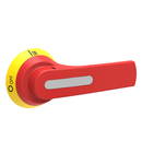 DOOR COUPLING HANDLE FOR GL0160...GL0315. SCREW FIXING. 125MM LEVER LENGTH PISTOL HANDLE - DEFEATABLE (REQ. UL508A). RED/YELLOW. □10MM