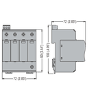 SURGE PROTECTION DEVICE TYPE 1 AND 2 WITH PLUG-IN CARTRIDGE, IEC IMPULSE CURRENT IIMP (10/350ΜS) 12.5KA PER POLE, 3P+N. Cu contact comanda de la distanta