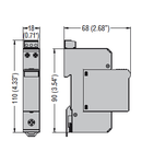 Descarcator tip 3, WITH PLUG-IN CARTRIDGE, COMBINATION WAVE Uoc/Icw (1.2/50 μs, 8/20μs) 10kV/5kA, 1P+N, Cu contact comanda de la distanta