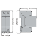 Descarcator tip 2 pentru  aplicatii fotovoltaice WITH PLUG-IN CARTRIDGE, EN SHORT-CIRCUIT CURRENT RATING ISCPV 100A, +, -, PE. WITHOUT CONTACT REMOTE