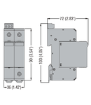 Descarcator tip 2 pentru  aplicatii fotovoltaice WITH PLUG-IN CARTRIDGE, EN SHORT-CIRCUIT CURRENT RATING ISCPV 100A, +, -, PE. Cu contact comanda de la distanta