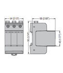 Descarcator tip 2 pentru  aplicatii fotovoltaice WITH PLUG-IN CARTRIDGE, EN SHORT-CIRCUIT CURRENT RATING ISCPV 1000A, +, -, PE. WITHOUT CONTACT REMOTE