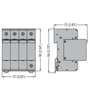 Descarcator tip 2 cu cartus, IEC MAXIMUM DISCHARGE CURRENT IMAX (8/20ΜS) 40KA PER POLE, 3P+N. WITHOUT CONTACT REMOTE