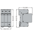 Descarcator tip 2 cu cartus, IEC MAXIMUM DISCHARGE CURRENT IMAX (8/20ΜS) 40KA PER POLE, 3P. WITHOUT CONTACT REMOTE