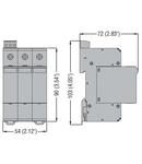 Descarcator tip 2 pentru  aplicatii fotovoltaice WITH PLUG-IN CARTRIDGE, EN SHORT-CIRCUIT CURRENT RATING ISCPV 100A, +, -, PE. Cu contact comanda de la distanta