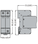 Descarcator tip 2 pentru  aplicatii fotovoltaice WITH PLUG-IN CARTRIDGE, EN SHORT-CIRCUIT CURRENT RATING ISCPV 1000A, +, -, PE. WITHOUT CONTACT REMOTE