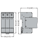 Descarcator tip 2 pentru  aplicatii fotovoltaice WITH PLUG-IN CARTRIDGE, EN SHORT-CIRCUIT CURRENT RATING ISCPV 1000A, +, -, PE. WITHOUT CONTACT REMOTE