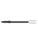 pre-assembled connecting cable; Eca; Plug/open-ended; 2-pole; Cod. A; H05VV-F 2 x 1.0 mm²; 8 m; 1,00 mm²; black