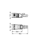 Socket; with strain relief housing; 2-pole; Cod. A; 1,50 mm²; black