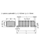 4-conductor terminal strip; 7-pole; without push-buttons; with fixing flanges; for screw or similar mounting types; Fixing hole 3.2 mm Ø; 2.5 mm²; CAGE CLAMP®; 2,50 mm²; gray