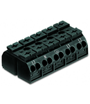 4-conductor chassis-mount terminal strip; 5-pole; L3-N-PE-L1-L2; with ground contact; 4 mm²; 4,00 mm²; black