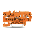 2-conductor through terminal block; 2.5 mm²; with test option; same profile as 2-conductor disconnect terminal block; side and center marking; for DIN-rail 35 x 15 and 35 x 7.5; Push-in CAGE CLAMP®; 2,50 mm²; orange