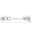 pre-assembled connecting cable; Eca; Socket/open-ended; 5-pole; Cod. I; H05Z1Z1-F 5G 1.5 mm²; 7 m; 1,50 mm²; blue