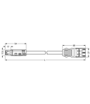 pre-assembled adapter cable; Eca; Socket/plug MIDI; 3-pole; Cod. S; H05VV-F 3 x 1.5 mm²; 3 m; 1,50 mm²; brown