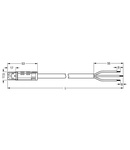 pre-assembled connecting cable; Eca; Plug/open-ended; 3-pole; Cod. A; H05VV-F 3G 1.5 mm²; 2 m; 1,50 mm²; white