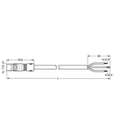 pre-assembled connecting cable; Eca; Plug/open-ended; 3-pole; Cod. A; 3 m; 1,00 mm²; white