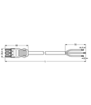 pre-assembled connecting cable; Eca; Socket/open-ended; 3-pole; Cod. A; H05VV-F 3G 2.5 mm²; 8 m; 2,50 mm²; white