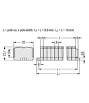 2-conductor terminal strip; suitable for Ex e II applications; 11-pole; without push-buttons; with fixing flanges; for screw or similar mounting types; Fixing hole 3.2 mm Ø; 2.5 mm²; CAGE CLAMP®; 2,50 mm²; light gray