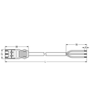 pre-assembled connecting cable; Eca; Plug/open-ended; 3-pole; Cod. B; H05VV-F 3 x 1.0 mm²; 5 m; 1,00 mm²; gray