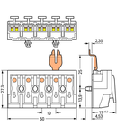 Lighting connector; push-button, external; with angled snap-in ground contact; L3-L2-L1-PE-N; 5-pole; Lighting side: for solid conductors; Inst. side: for all conductor types; max. 2.5 mm²; Surrounding air temperature: max 85°C (T85); 2,50 mm²; white