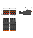 1-conductor female plug; push-button; 1.5 mm²; Pin spacing 3.5 mm; 12-pole; 1,50 mm²; black