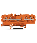 4-conductor through terminal block; 2.5 mm²; with test option; same profile as 4-conductor disconnect terminal block; side and center marking; for DIN-rail 35 x 15 and 35 x 7.5; Push-in CAGE CLAMP®; 2,50 mm²; orange