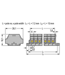 2-conductor terminal strip; 8-pole; without push-buttons; with fixing flanges; for screw or similar mounting types; Fixing hole 3.2 mm Ø; 2.5 mm²; CAGE CLAMP®; 2,50 mm²; gray