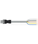 pre-assembled connecting cable; Eca; Socket/open-ended; 5-pole; Cod. B; 4m; 1,50 mm²; gray