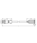 pre-assembled connecting cable; Eca; Socket/open-ended; 5-pole; Cod. B; 4m; 1,50 mm²; gray