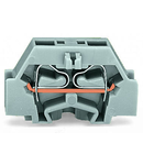 Space-saving, 2-conductor end terminal block; without push-buttons; without protruding snap-in mounting foot; for terminal strips with snap-in mounting feet; 2.5 mm²; CAGE CLAMP®; 2,50 mm²; orange